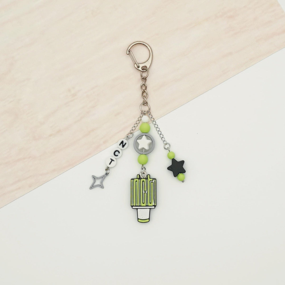 K-Pop Lightstick Cluster Keychain or Phone Strap | Green Beaded Fan Accessory